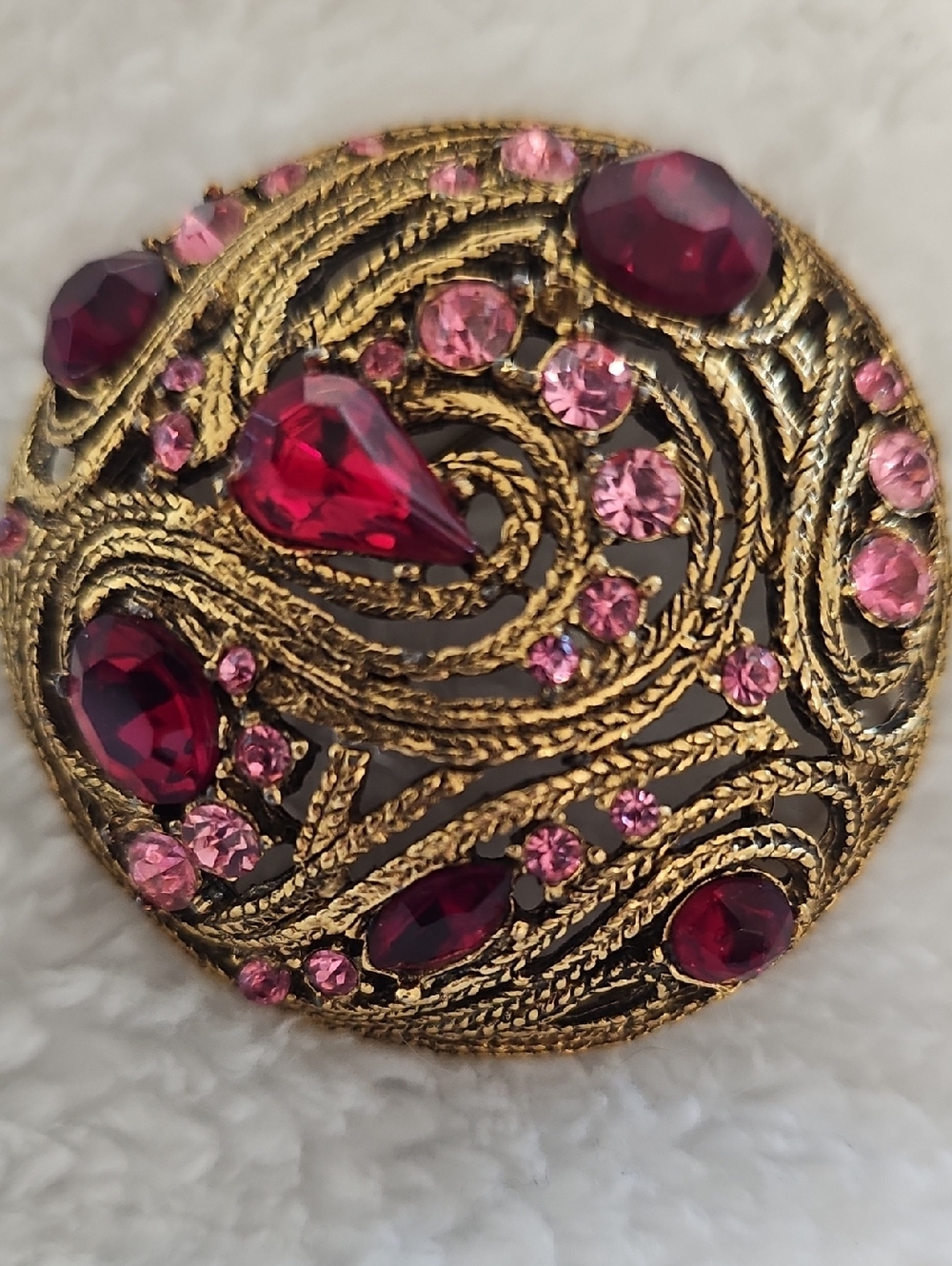 Sphinx Dome Multi Rhinestone Brooch